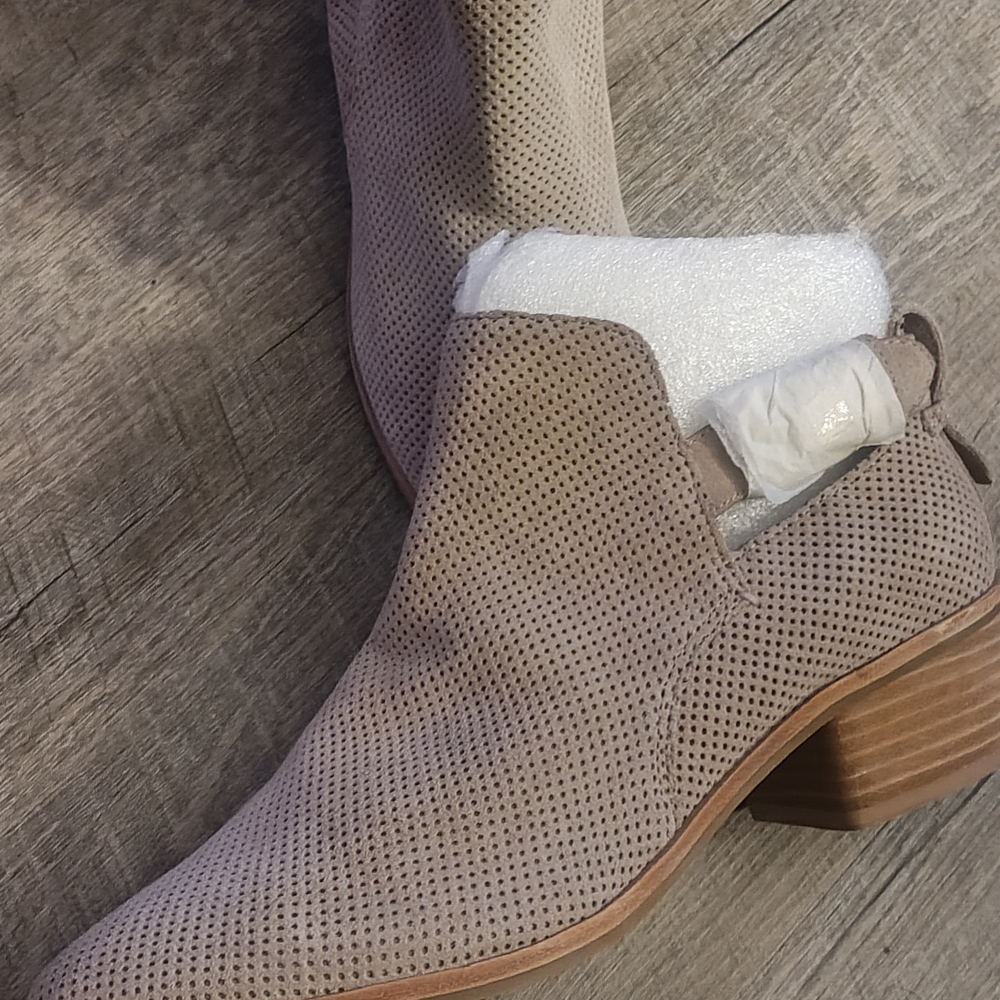 Dolce Vita Perforated Taupe Ankle Booties